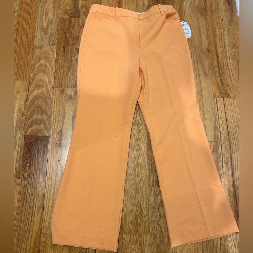 Scoop NYC Vibrant Orange Boot Cut Dress Pants with High-Waisted Design - Picture 4 of 10